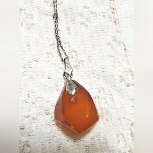 Antique VICTORIAN Amber Chunk Vintage Necklace Pendant 800 Sterling Silv…